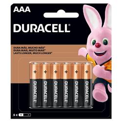 PILA DURACELL AAA POR 6 UNIDADES