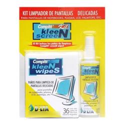 KIT DE LIMPIEZA PANTALLAS DELICADAS DELTA  LIMPIADOR LIQ.1200CC + 36 PAÑOS KLEEN SCREEN