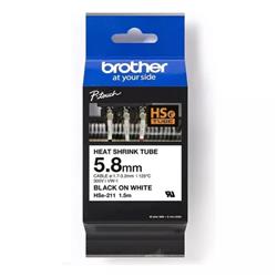 CINTA TERMOCONTRAÍBLE BROTHER HSE211 NEGRO Y BLANCO 5,8 MM