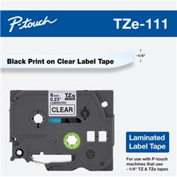 CINTA LAMINADA BROTHER TZE111 NEGRO Y TRANSPARENTE 6 MM DE ANCHO X 8 METROS DE LARGO