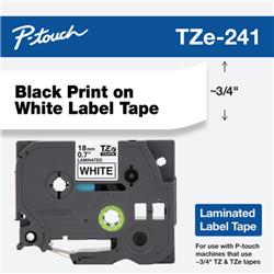 CINTA LAMINADA BROTHER TZE241 NEGRO Y BLANCO 18 MM DE ANCHO X 8 METROS DE LARGO.