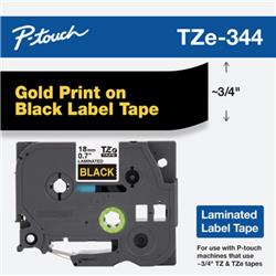 CINTA LAMINADA BROTHER TZE344 ORO Y NEGRO 18 MM DE ANCHO X 8 METROS DE LARGO.