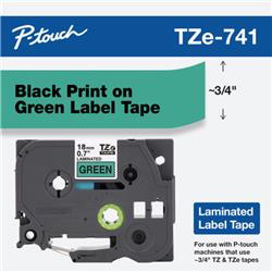 CINTA LAMINADA BROTHER TZE741 VERDE Y NEGRO 18 MM DE ANCHO X 8 METROS DE LARGO.