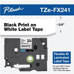 CINTA LAMINADA PT BROTHER TZEFX241 NEGRO Y BLANCO 18 MM DE ANCHO X 8 METROS DE LARGO.