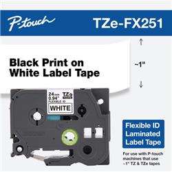 CINTA LAMINADA PT BROTHER TZEFX251 NEGRO Y BLANCO 24 MM DE ANCHO X 8 METROS DE LARGO.