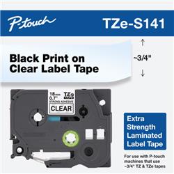 CINTA LAMINADA BROTHER TZES141 DOBLE ADHESIVO NEGRO Y TRANSPARENTE 18 MM DE ANCHO X 8 METROS DE LARG