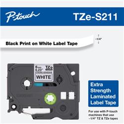 CINTA LAMINADA BROTHER TZES211 DOBLE ADHESIVO NEGRO Y BLANCO 6 MM DE ANCHO X 8 METROS DE LARGO.