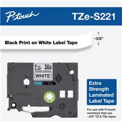 CINTA LAMINADA BROTHER TZES221 DOBLE ADHESIVO NEGRO Y BLANCO 9 MM DE ANCHO X 8 METROS DE LARGO.