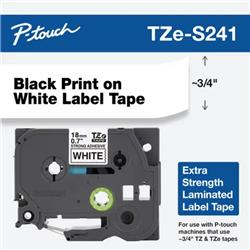 CINTA LAMINADA BROTHER TZES241 DOBLE ADHESIVO NEGRO Y BLANCO 18 MM DE ANCHO X 8 METROS DE LARGO.