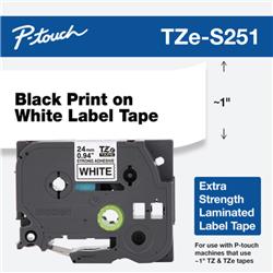 CINTA LAMINADA BROTHER TZES251 DOBLE ADHESIVO NEGRO Y BLANCO 24 MM DE ANCHO X 8 METROS DE LARGO.