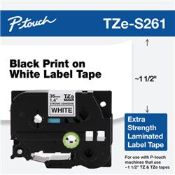 CINTA LAMINADA BROTHER TZES261 DOBLE ADHESIVO NEGRO Y BLANCO 36 MM DE ANCHO X 8 METROS DE LARGO.