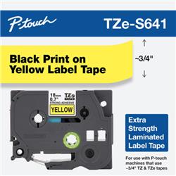 CINTA LAMINADA BROTHER TZES641 DOBLE ADHESIVO NEGRO Y AMARILLO 18 MM DE ANCHO X 8 METROS DE LARGO.