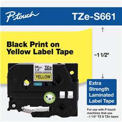 CINTA LAMINADA BROTHER TZES661 DOBLE ADHESIVO NEGRO Y AMARILLO 24 MM DE ANCHO X 8 METROS DE LARGO.